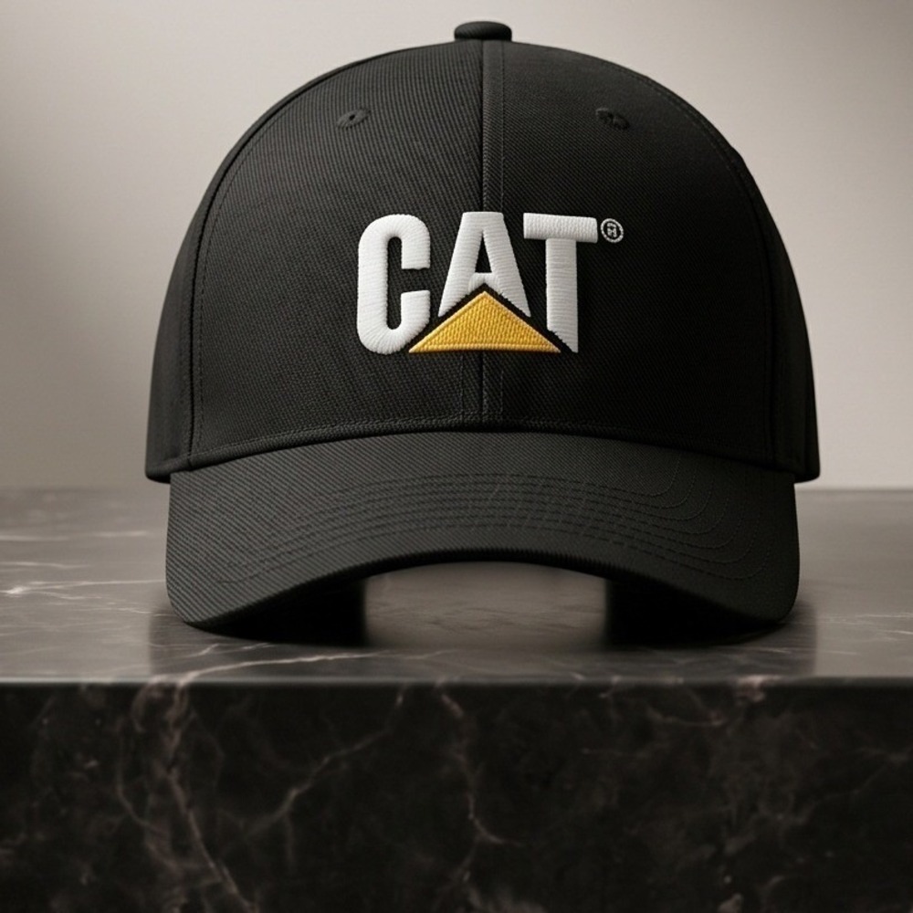 Caterpillar CAT Mens Black Embroidered Logo Adjustable Baseball Hat Promo Cap